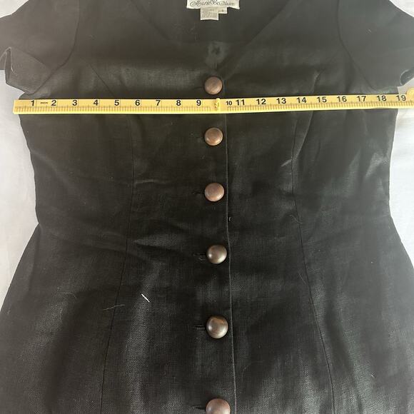 Marie St. Claire sheath dress Linen Women 8 Black, Buttons, Career wear class - Picture 10 of 14